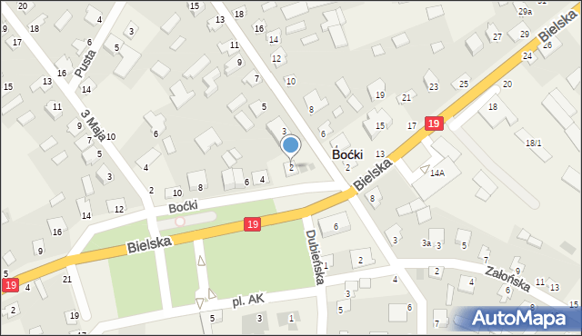 Boćki, Plac Armii Krajowej, 2, mapa Boćki