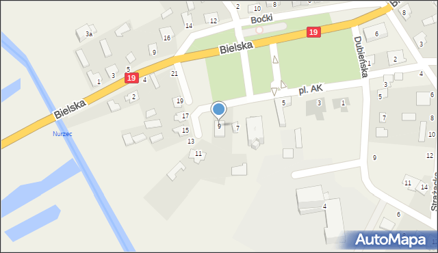 Boćki, Plac Armii Krajowej, 9, mapa Boćki