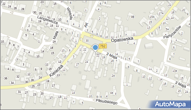 Bodzentyn, Plac Żwirki Franciszka, 23, mapa Bodzentyn