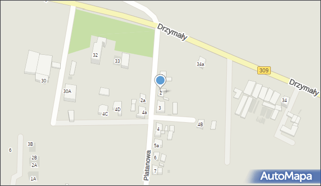 Bojanowo, Platanowa, 2, mapa Bojanowo