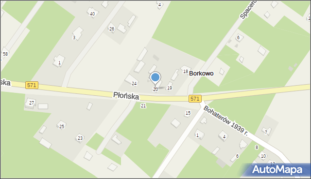 Borkowo, Płońska, 20, mapa Borkowo