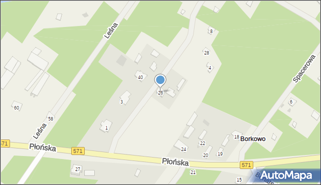 Borkowo, Płońska, 26, mapa Borkowo