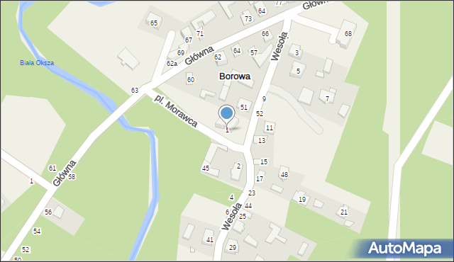 Borowa, Plac Morawca, ks., 1, mapa Borowa