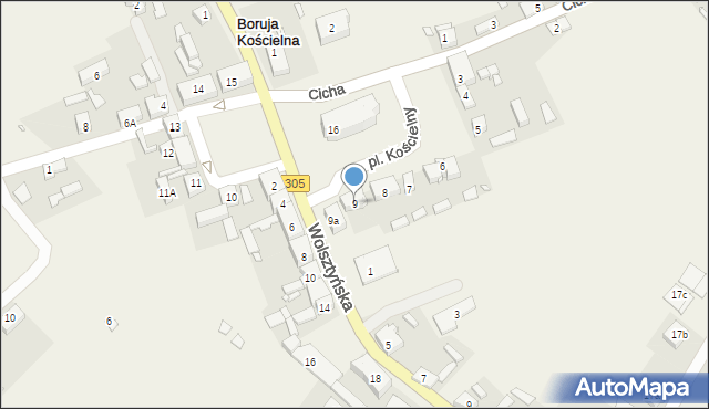 Boruja Kościelna, Plac Kościelny, 9, mapa Boruja Kościelna