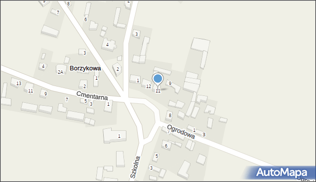 Borzykowa, Plac 1000-lecia, 11, mapa Borzykowa