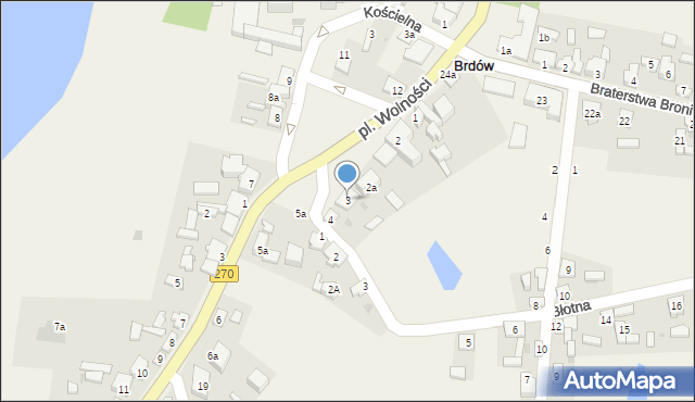 Brdów, Plac Wolności, 3, mapa Brdów