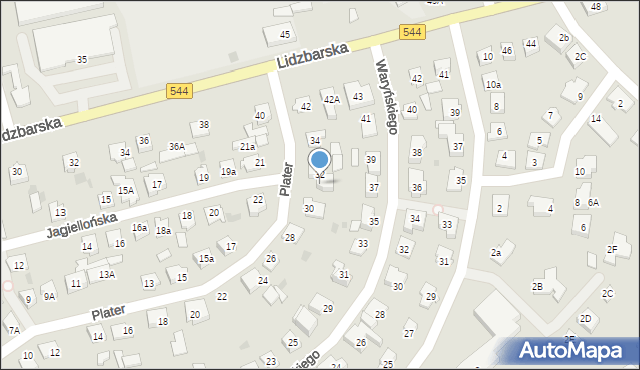 Brodnica, Plater Emilii, 32A, mapa Brodnica