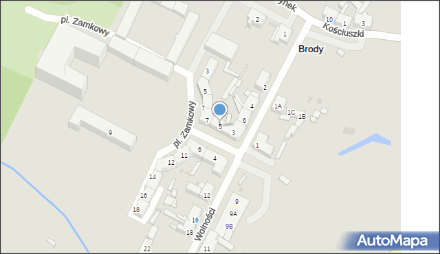 Brody, Plac Zamkowy, 5, mapa Brody