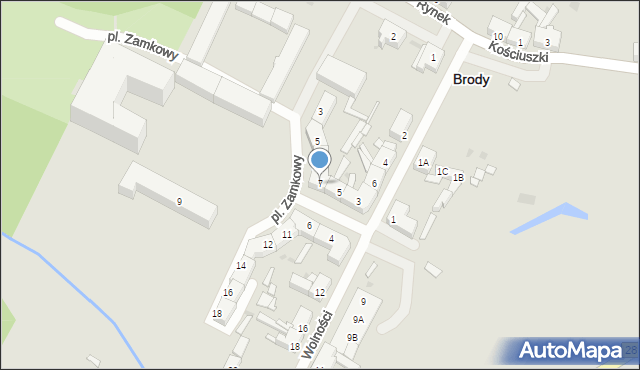 Brody, Plac Zamkowy, 7, mapa Brody