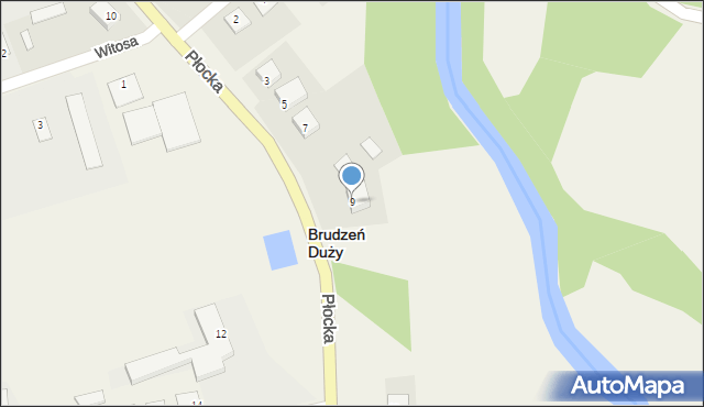 Brudzeń Duży, Płocka, 9, mapa Brudzeń Duży