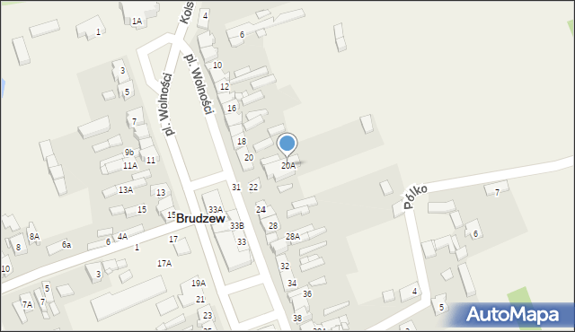 Brudzew, Plac Wolności, 20A, mapa Brudzew