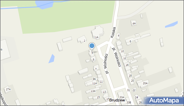 Brudzew, Plac Wolności, 3, mapa Brudzew