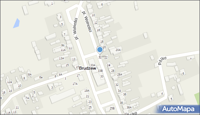 Brudzew, Plac Wolności, 31, mapa Brudzew