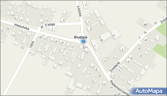 Brudzice, Plac 3 Maja, 10, mapa Brudzice