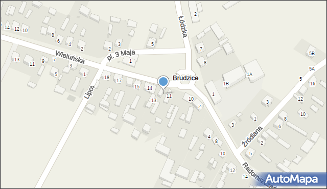 Brudzice, Plac 3 Maja, 12, mapa Brudzice