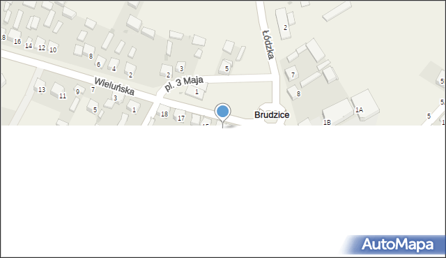 Brudzice, Plac 3 Maja, 14, mapa Brudzice