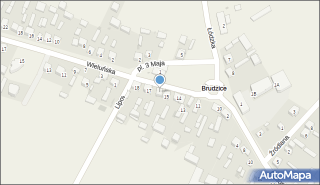 Brudzice, Plac 3 Maja, 16, mapa Brudzice