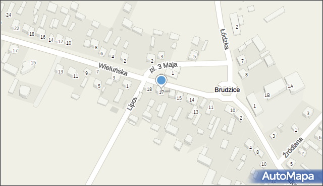 Brudzice, Plac 3 Maja, 17, mapa Brudzice