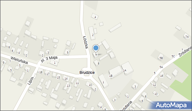 Brudzice, Plac 3 Maja, 7, mapa Brudzice