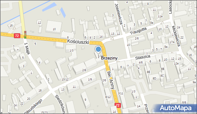 Brzeziny, Plac Jana Pawła II, 2, mapa Brzeziny