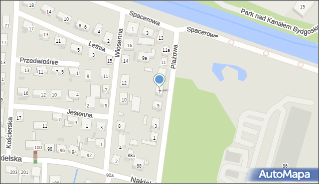 Bydgoszcz, Plażowa, 7, mapa Bydgoszczy