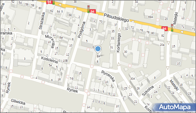 Bytom, Plac Grunwaldzki, 8A, mapa Bytomia