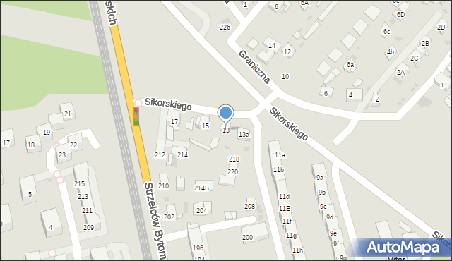 Bytom, Plac Sikorskiego Władysława, gen., 13, mapa Bytomia