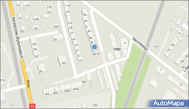 Bytom, Plac Sikorskiego Władysława, gen., 9h, mapa Bytomia