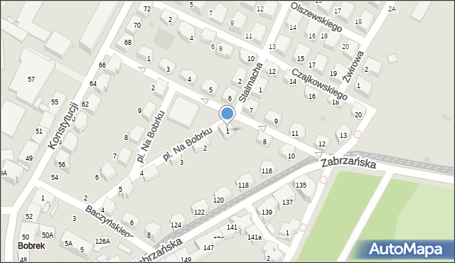 Bytom, Plac Na Bobrku, 1, mapa Bytomia