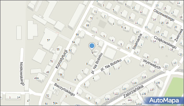 Bytom, Plac Na Bobrku, 9, mapa Bytomia