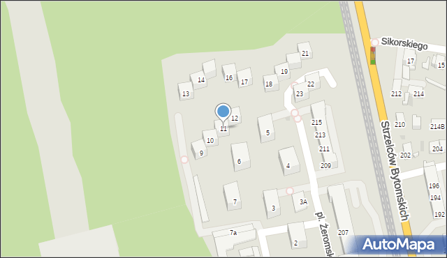 Bytom, Plac Żeromskiego Stefana, 11, mapa Bytomia