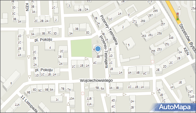 Bytom, Plac Powstańców Śląskich, 4B, mapa Bytomia