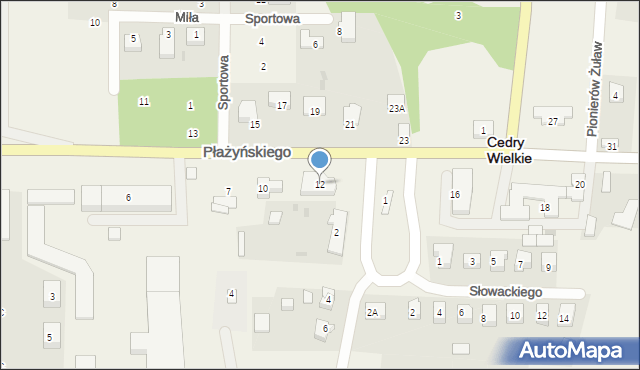 Cedry Wielkie, Płażyńskiego Macieja, 12, mapa Cedry Wielkie