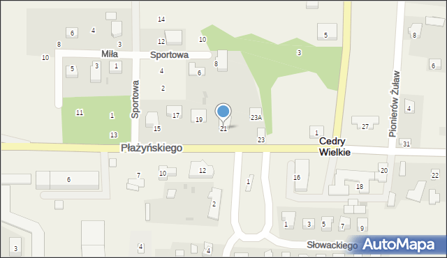 Cedry Wielkie, Płażyńskiego Macieja, 21, mapa Cedry Wielkie