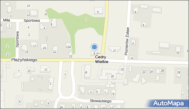 Cedry Wielkie, Płażyńskiego Macieja, 25, mapa Cedry Wielkie
