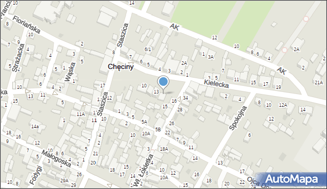 Chęciny, Plac Żeromskiego Stefana, 14, mapa Chęciny