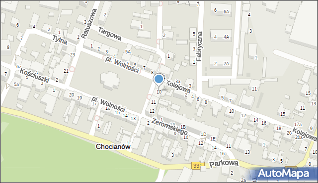 Chocianów, Plac Wolności, 10, mapa Chocianów