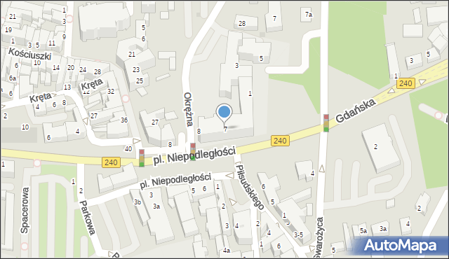 Chojnice, Plac Niepodległości, 7, mapa Chojnic