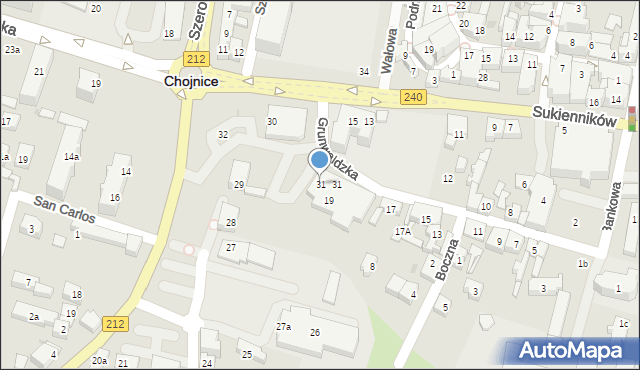Chojnice, Plac Piastowski, 31, mapa Chojnic