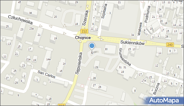 Chojnice, Plac Piastowski, 32, mapa Chojnic