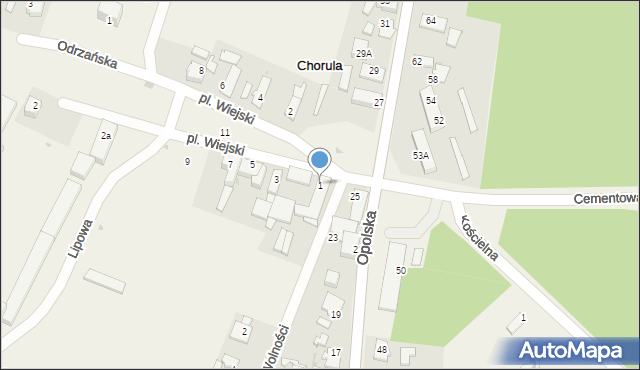 Chorula, Plac Wiejski, 1, mapa Chorula