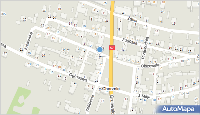 Chorzele, Plac Kościuszki Tadeusza, gen., 27, mapa Chorzele