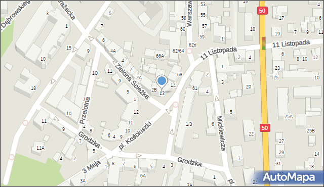 Ciechanów, Plac Kościuszki Tadeusza, gen., 13, mapa Ciechanów