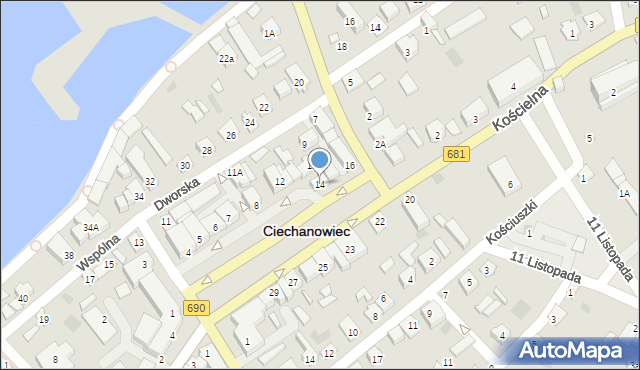 Ciechanowiec, Plac 3 Maja, 14, mapa Ciechanowiec