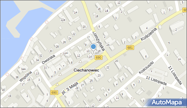 Ciechanowiec, Plac 3 Maja, 15, mapa Ciechanowiec