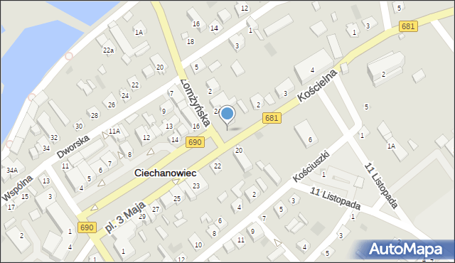 Ciechanowiec, Plac 3 Maja, 18, mapa Ciechanowiec