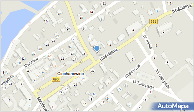 Ciechanowiec, Plac 3 Maja, 18, mapa Ciechanowiec