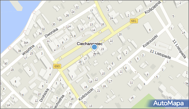 Ciechanowiec, Plac 3 Maja, 25, mapa Ciechanowiec