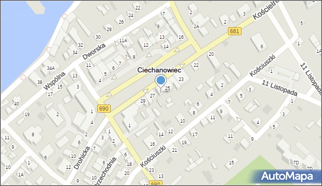 Ciechanowiec, Plac 3 Maja, 26, mapa Ciechanowiec