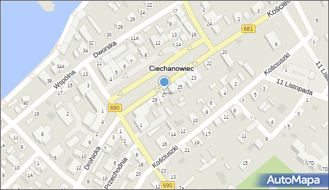 Ciechanowiec, Plac 3 Maja, 27, mapa Ciechanowiec